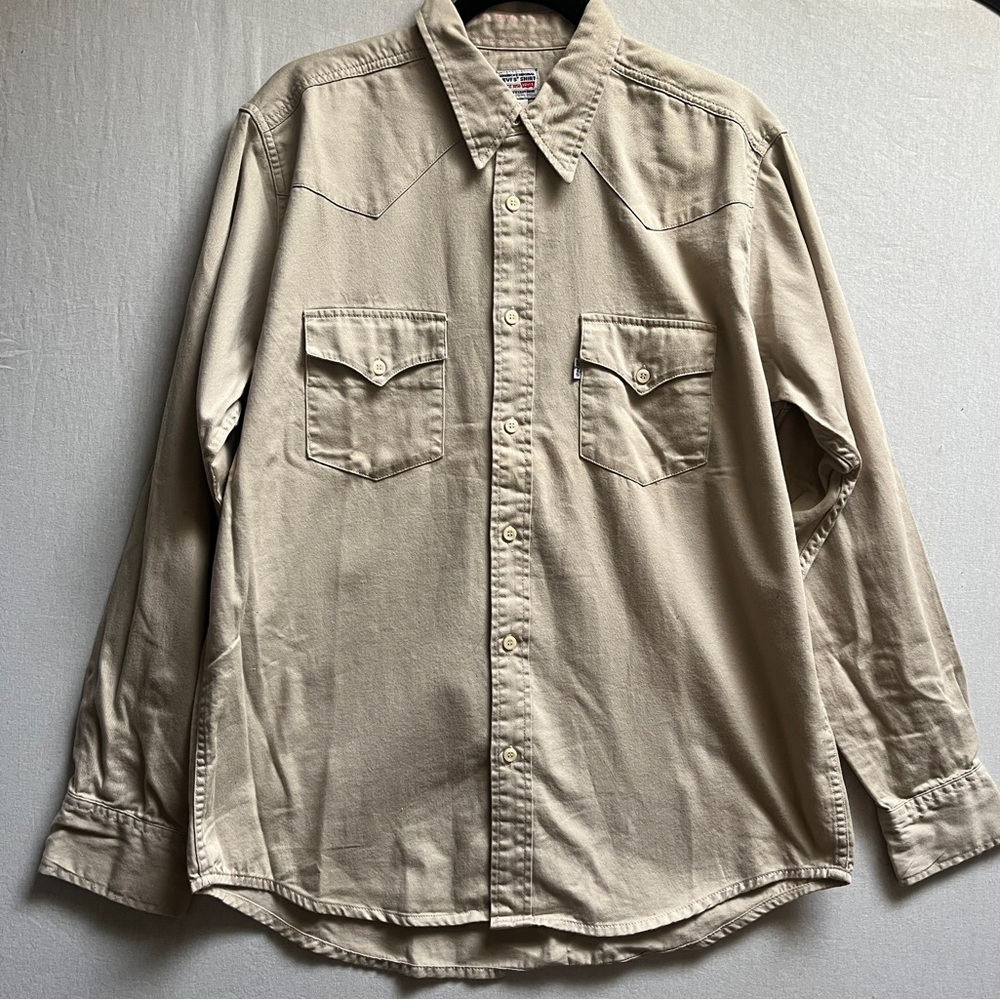 Levi’s Sample Garment Western Shirt Men’s L Khaki Prototype Sz L